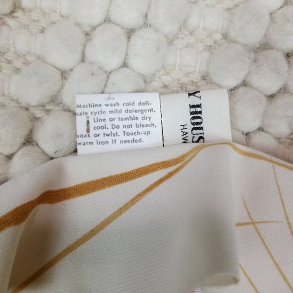 Vintage Nani of Hawaii Botanical Print Tie Waist Blouse Cream Brown Sz Small - Picture 8 of 8